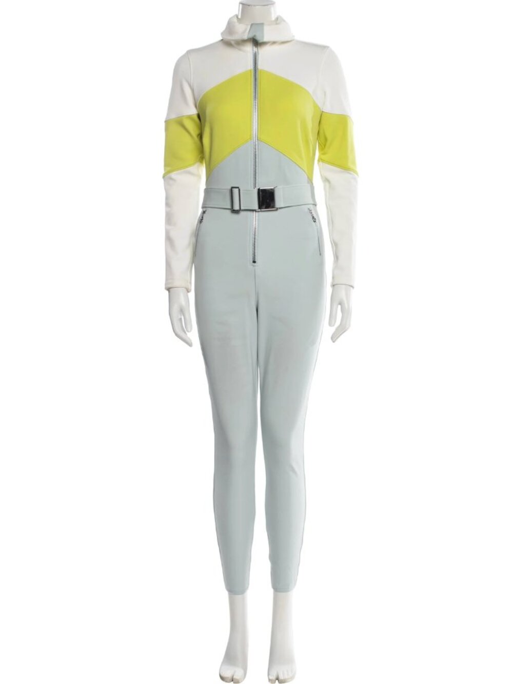 Cordova Alta In-The-Boot ITB Ski Suit Light Blue Yellow & White Chevron Jumpsuit